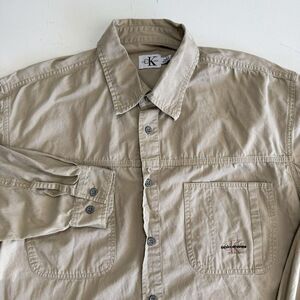 Calvin Klein Jeans Button Up Shirt‎ Long Sleeve Beige
